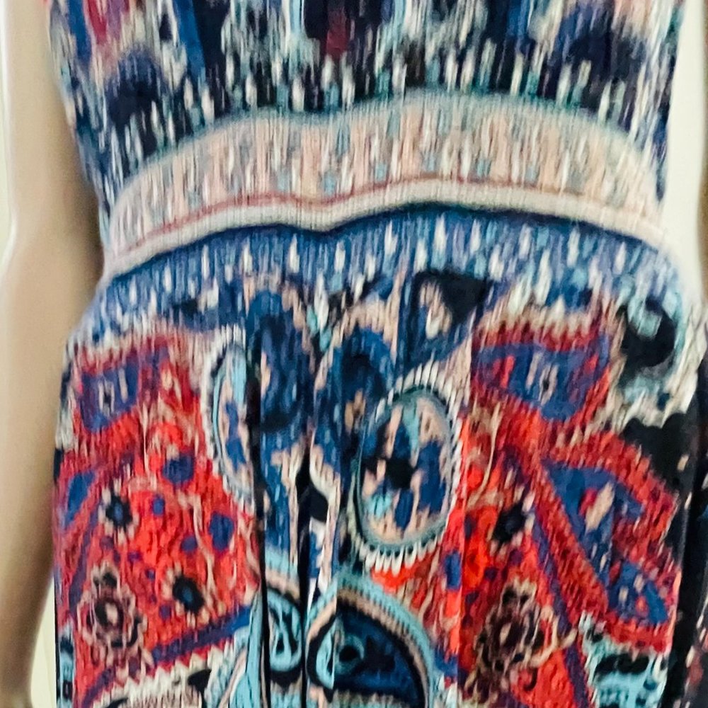 Bila Floral Boho Sleeveless Sharkbite Hem Maxi Dress Women's Size Large - Picture 3 of 7